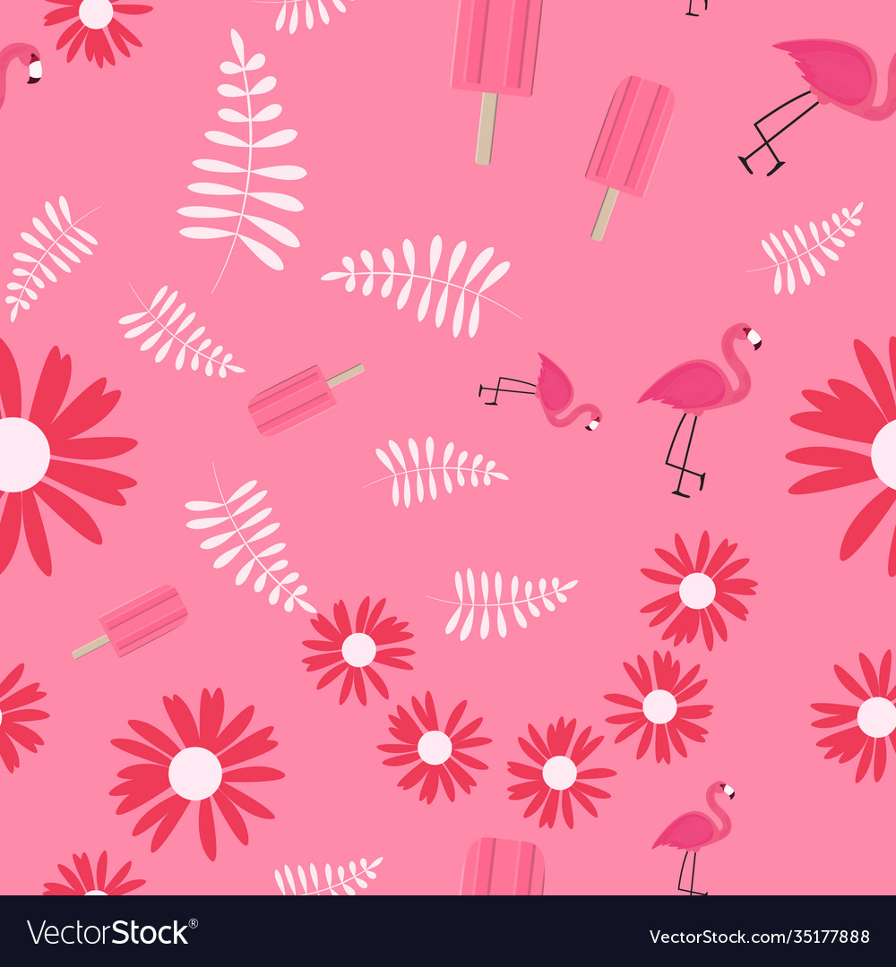 Seamless pattern background with flamingo ice