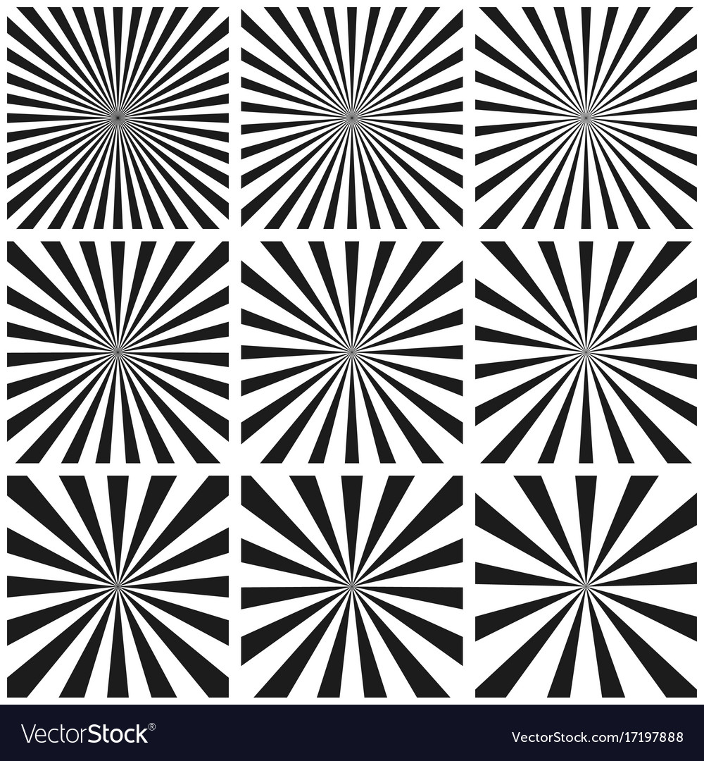 Set light ray pattern sun burst retro