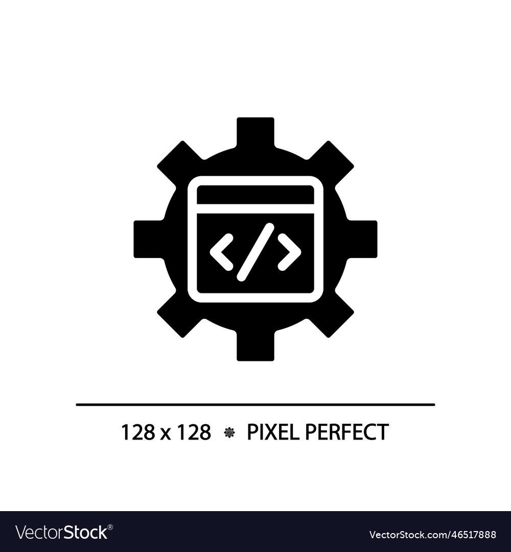 Stem in coding pixel perfect black glyph icon Vector Image Stem in coding pixel perfect black glyph icon