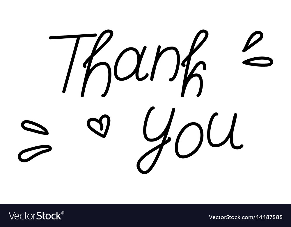 Thank you hand drawn text lettering Royalty Free Vector