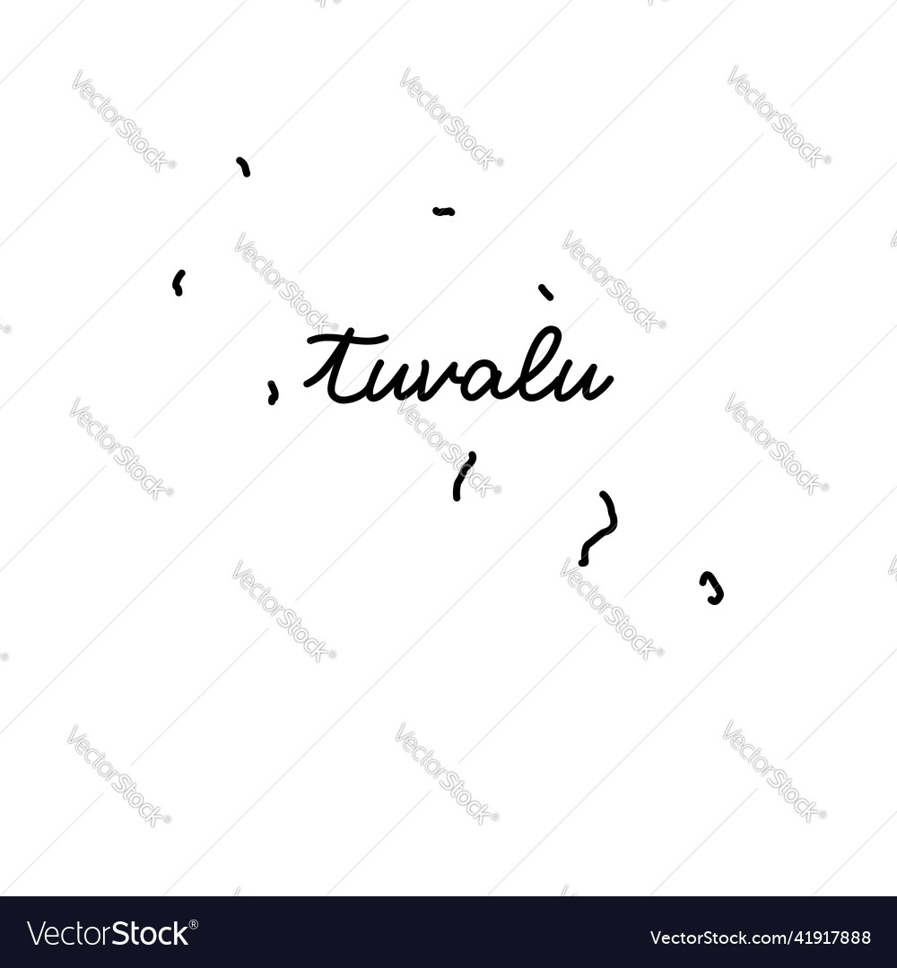 Tuvalu outline map with the handwritten country Vector Image
