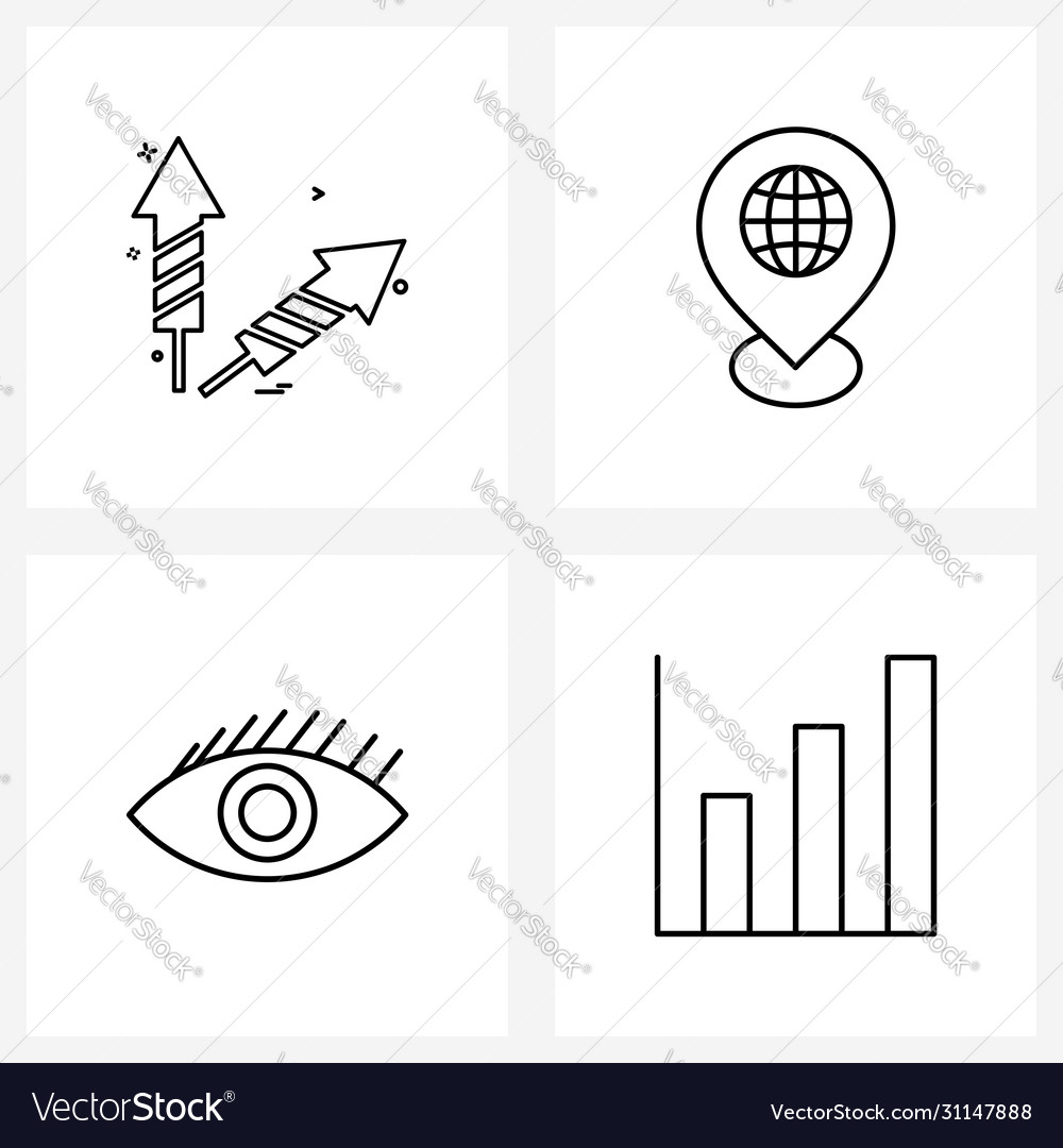 Ui set 4 basic line icons fireworks eye