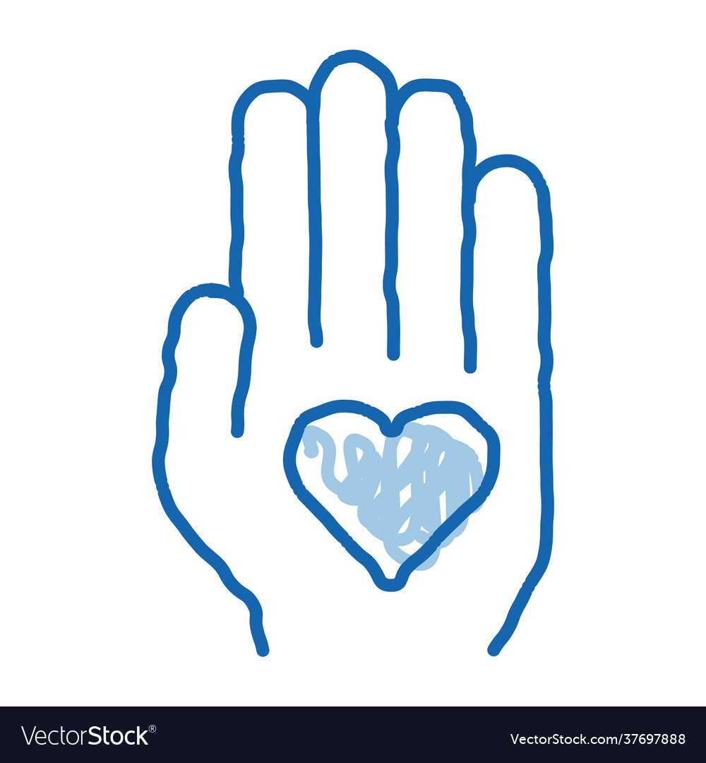Freiwillige unterstützen Hand lieben doodle icon vector image Freiwillige unterstützen Hand lieben doodle icon