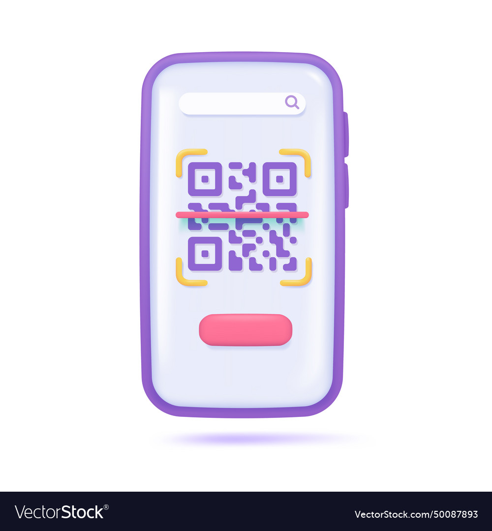 3d qr code on smart phone screen scan to pay vector image 3d qr code on smart phone screen scan to pay