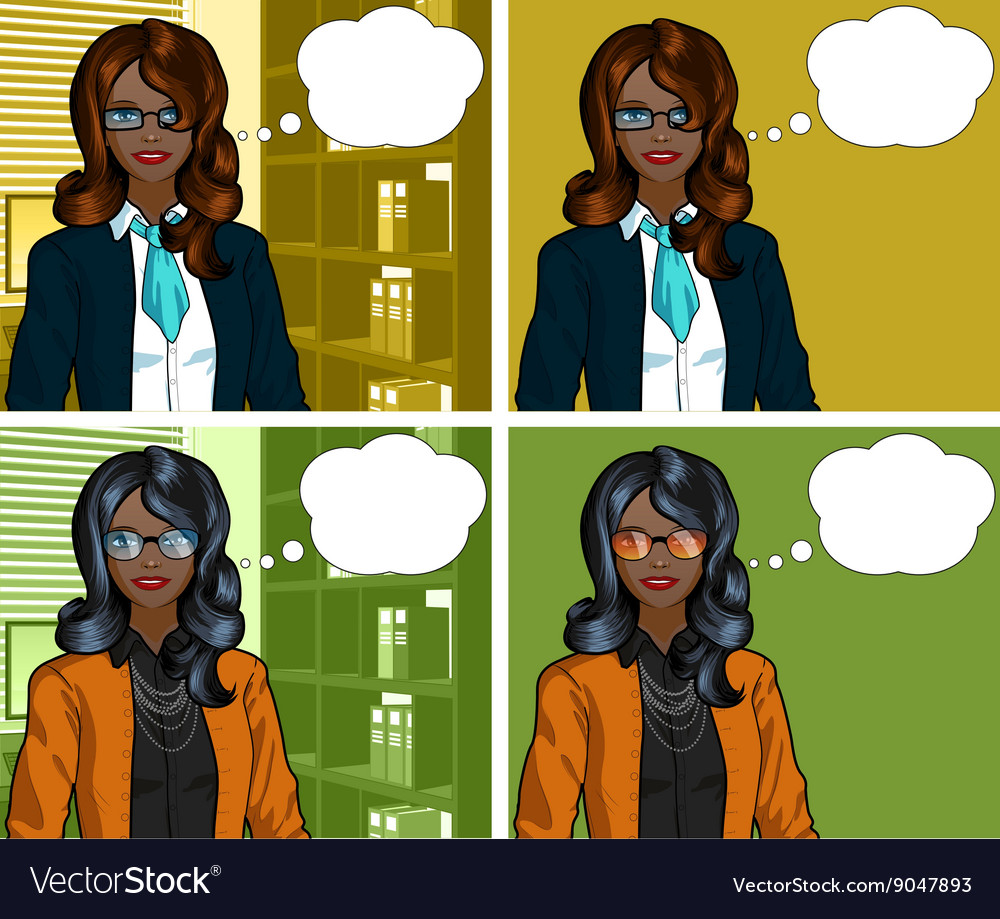 African businesswoman pop art comic