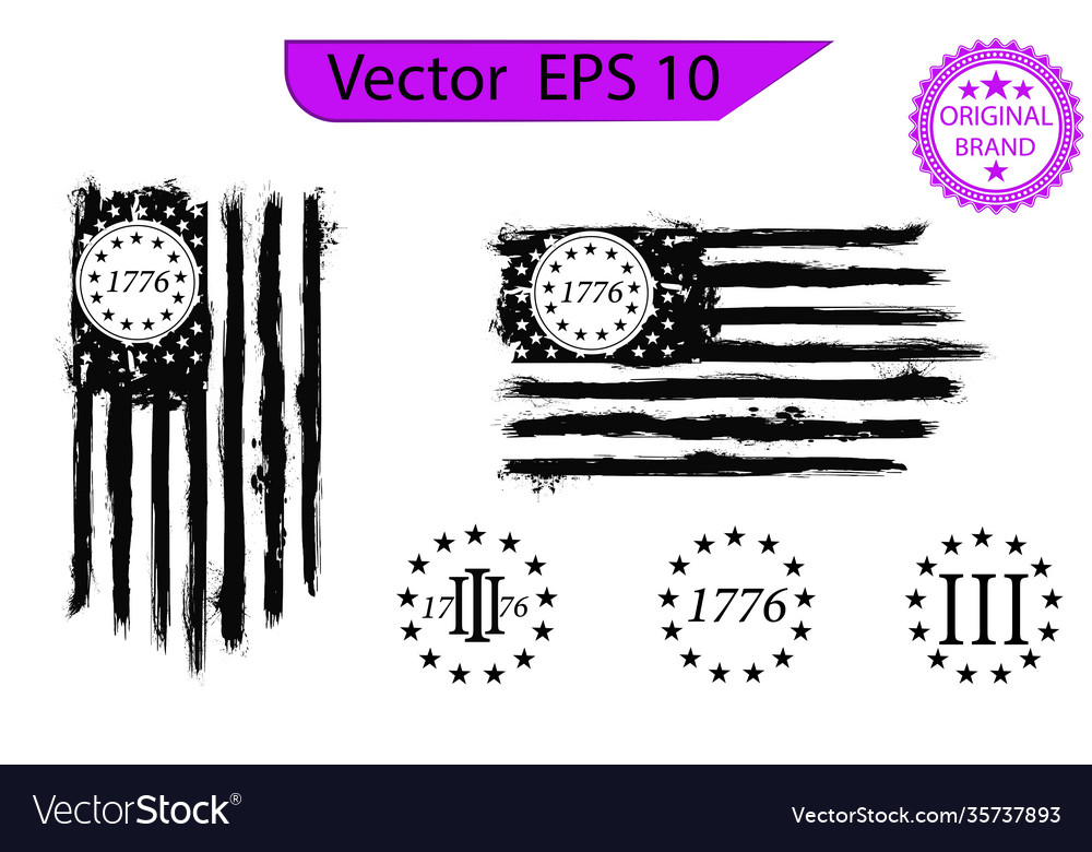 Betsy ross 1776 13 stars distressed us flag Vector Image