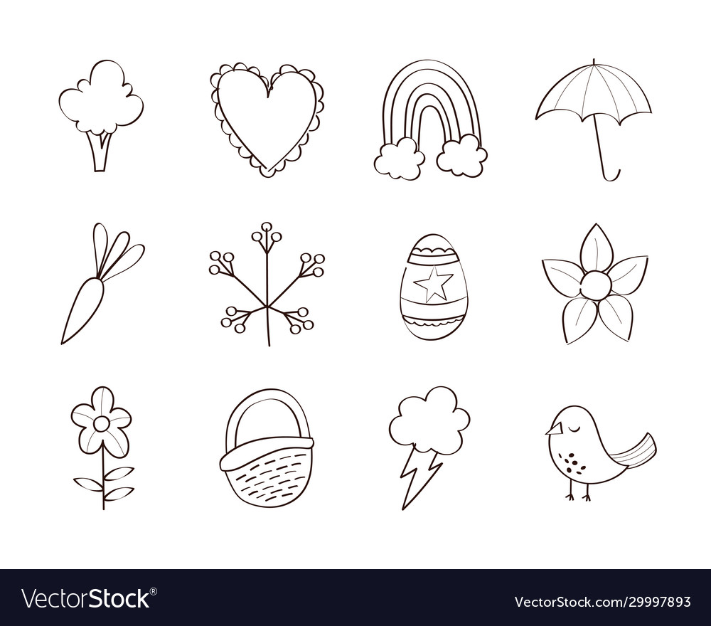 Bundle spring set line icons
