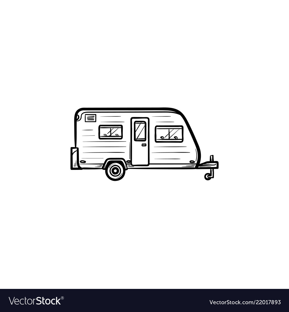 Camper hand drawn outline doodle icon vector image Camper hand drawn outline doodle icon