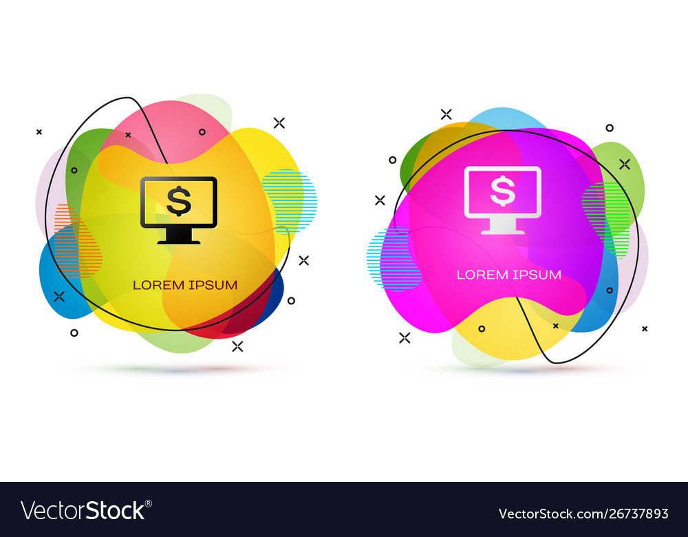 Color computer monitor with dollar icon isolated Vector Image Color computer monitor with dollar icon isolated