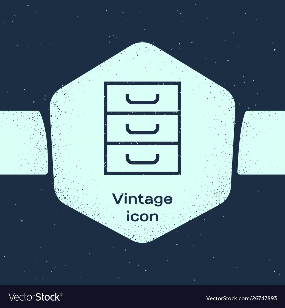 Grunge line drawer with documents icon isolated vector image Grunge line drawer with documents icon isolated