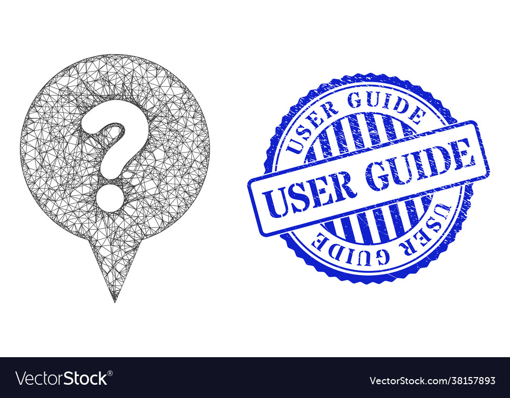 Grunge user guide seal and network question banner vector image Grunge user guide seal and network question banner