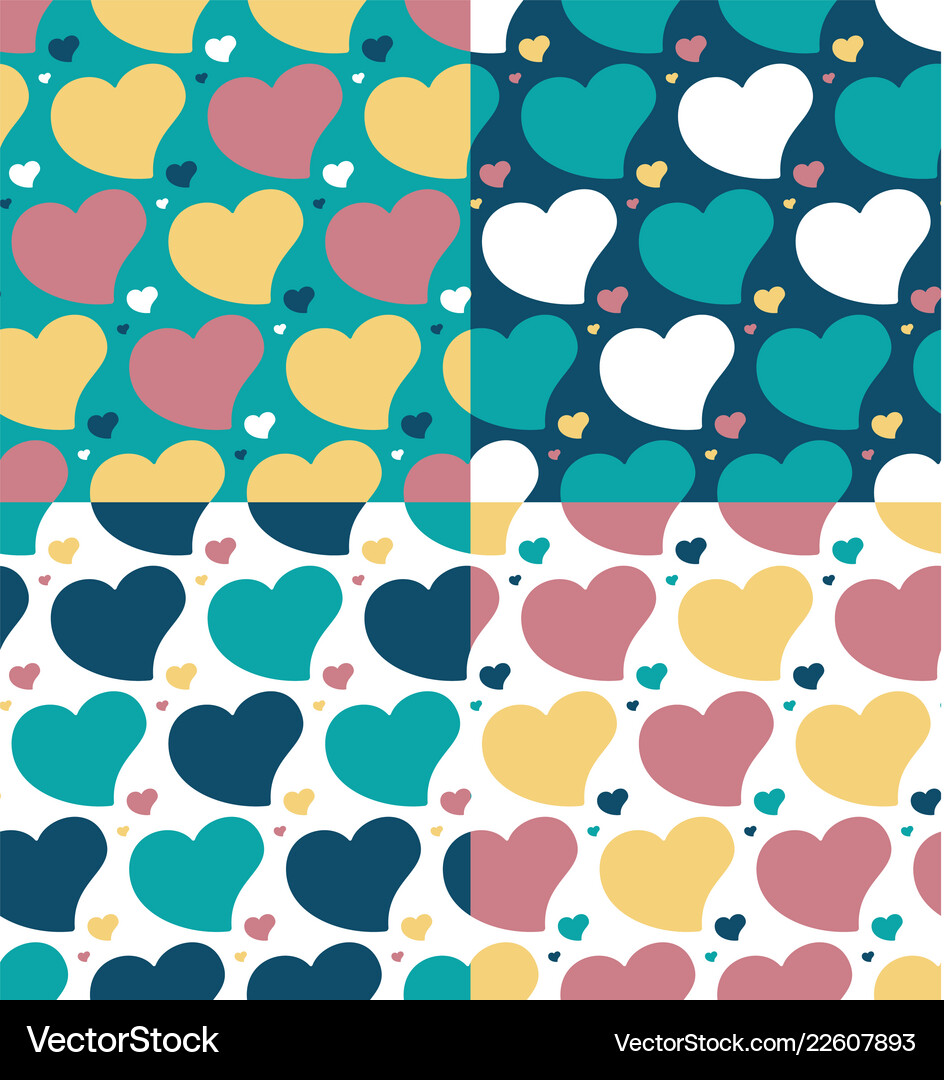 Hearts seamless patterns set Royalty Free Vector Image