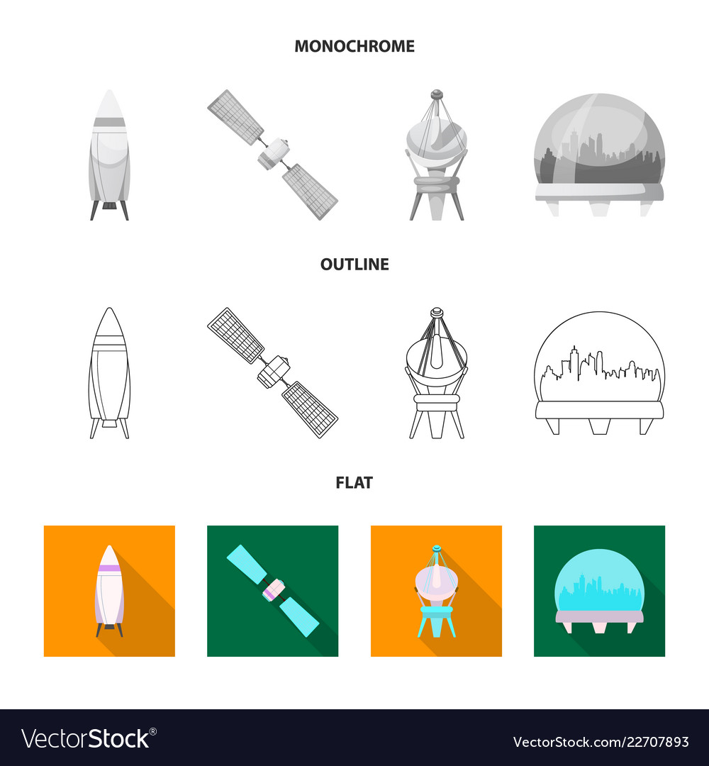 Isolated object of mars and space sign set vector image Isolated object of mars and space sign set