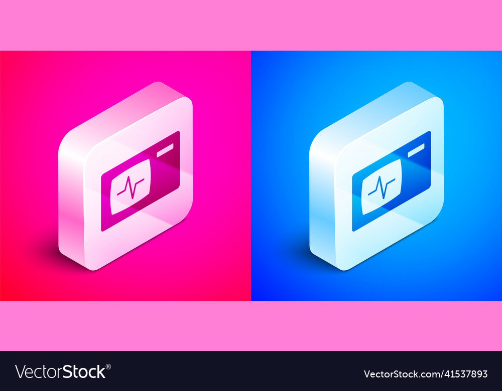 Isometric computer monitor with cardiogram icon Vector Image Isometric computer monitor with cardiogram icon