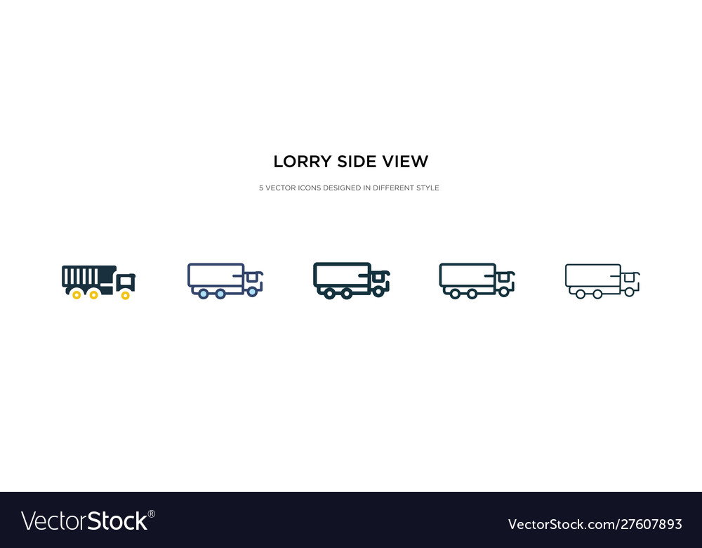 Lorry side view icon in different style two vector image Lorry side view icon in different style two