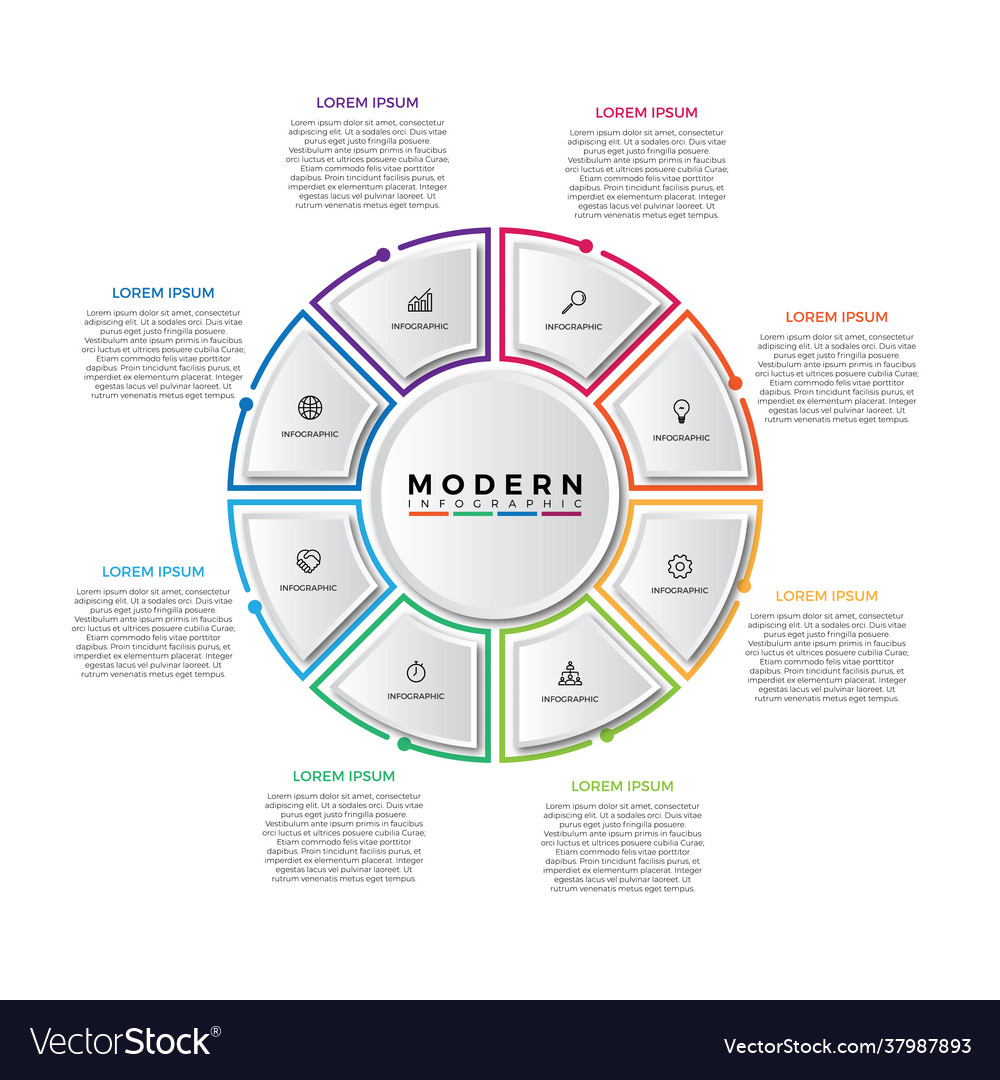 Modern paper infographics in a pie chart info