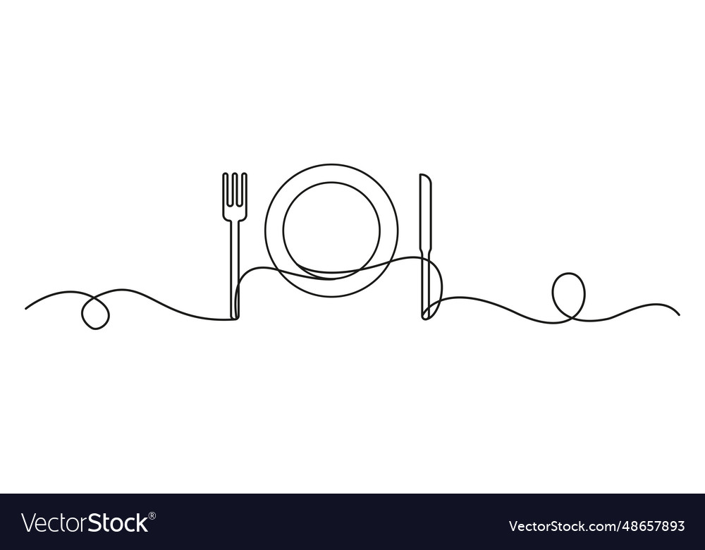 One continuous line plate khife and fork