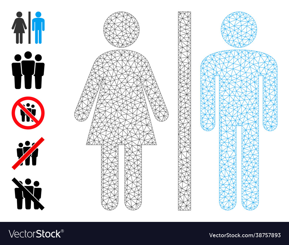 Polygonal mesh wc persons icon with simple vector image Polygonal mesh wc persons icon with simple