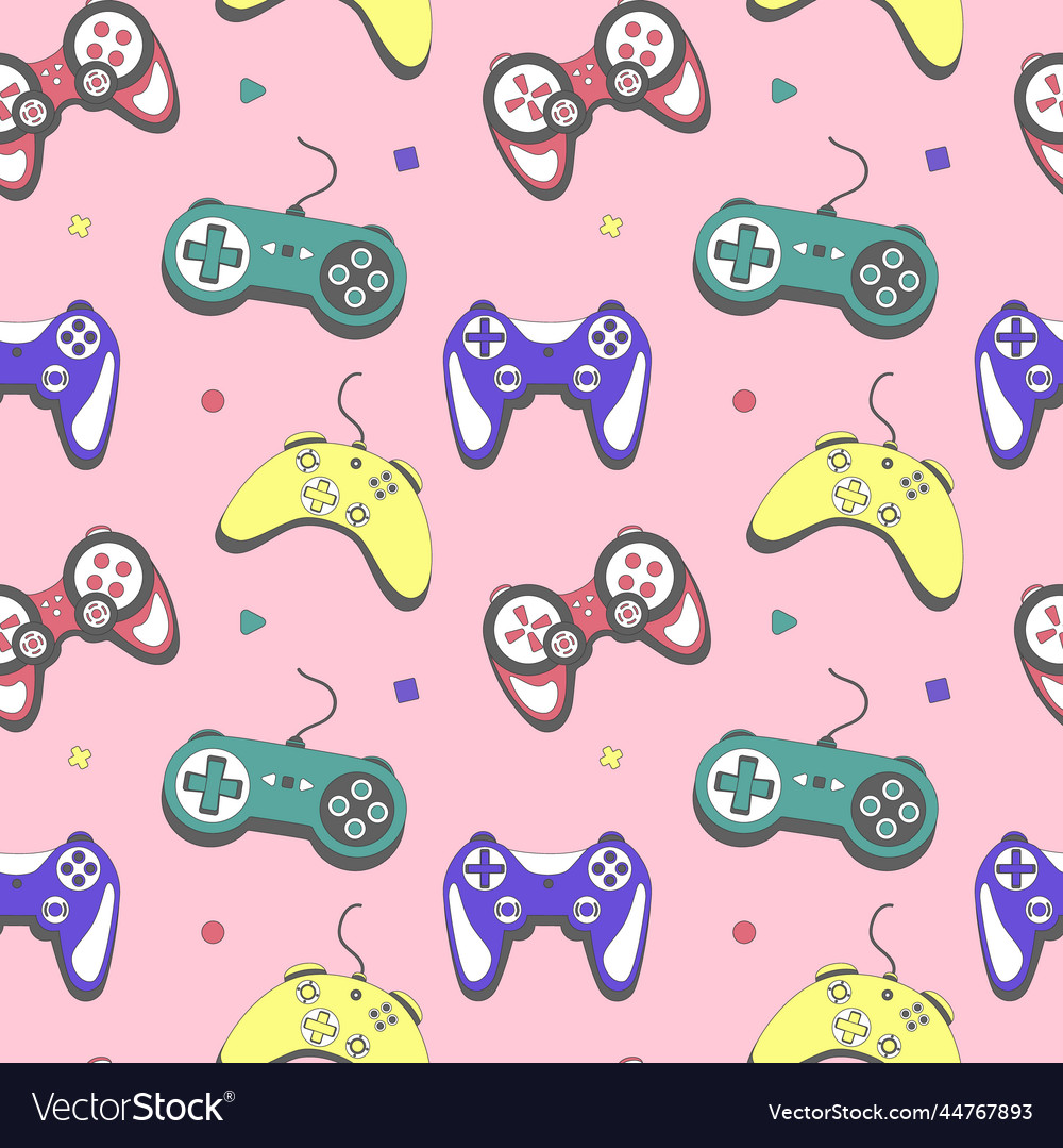 Seamless pattern gamepad controller vector image Seamless pattern gamepad controller