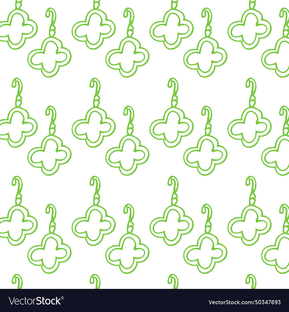 Seamless pattern of sketches clover earring