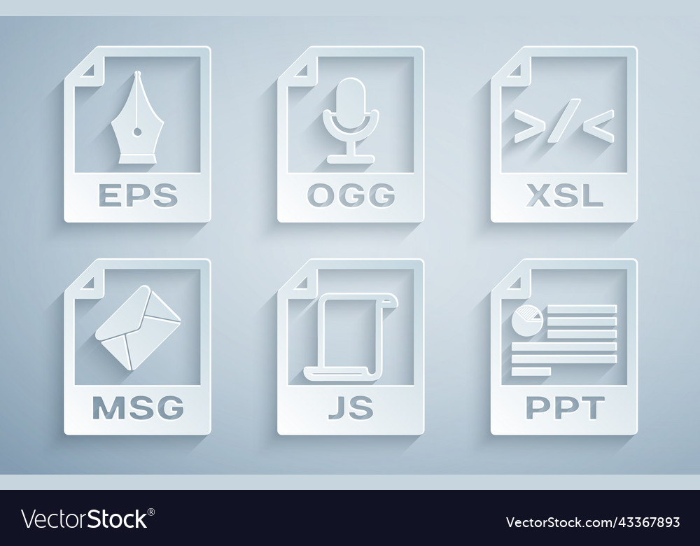 Set js file document xsl msg ppt ogg and eps vector image Set js file document xsl msg ppt ogg and eps