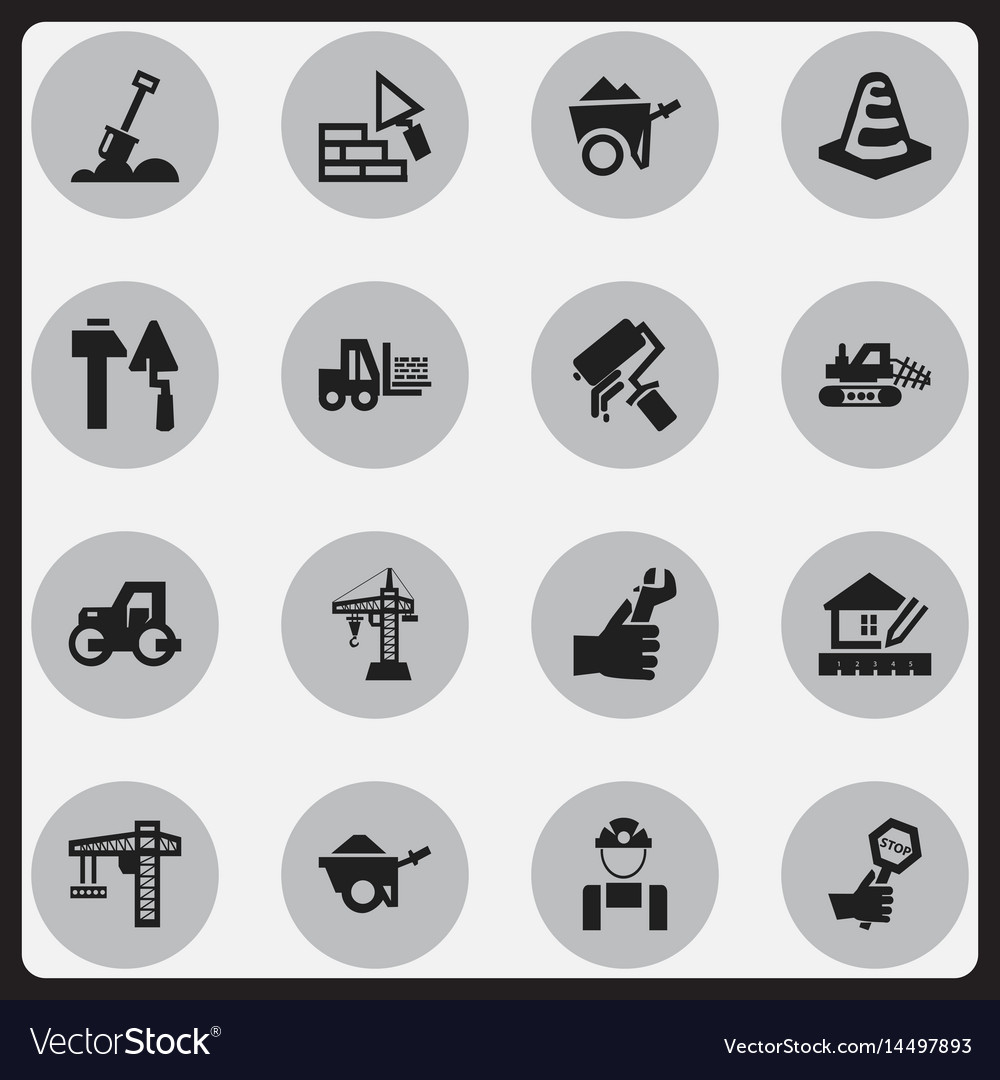 Set of 16 editable building icons includes