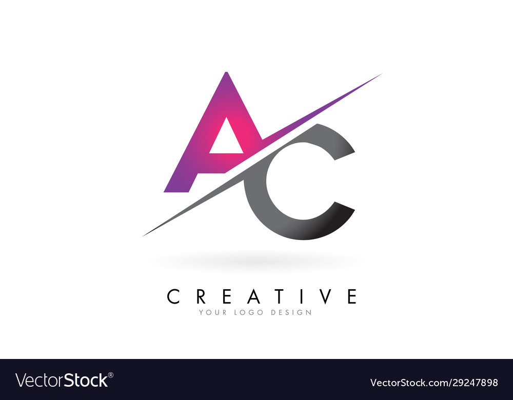 Ac a c Buchstaben Logo Design mit kreativem Schnitt