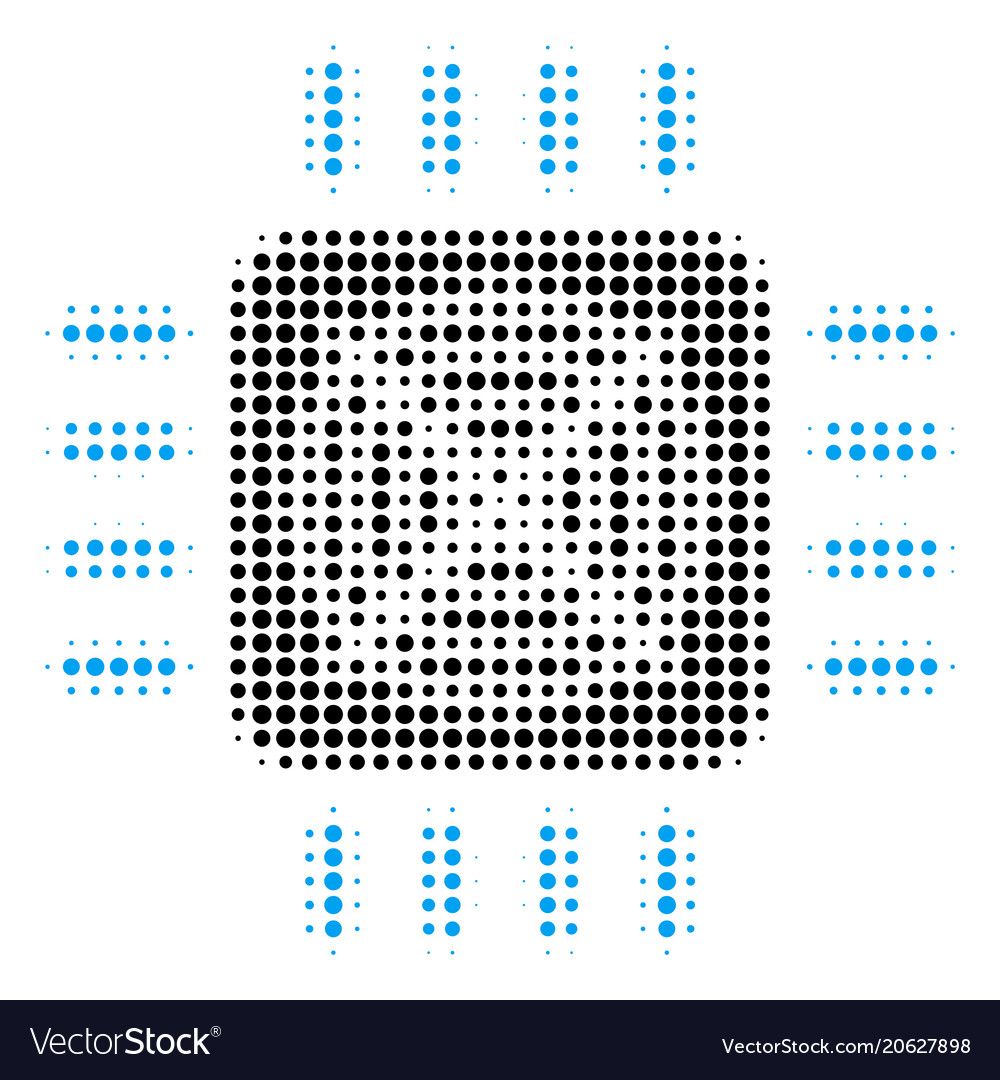 Asic processor halftone icon vector image Asic processor halftone icon
