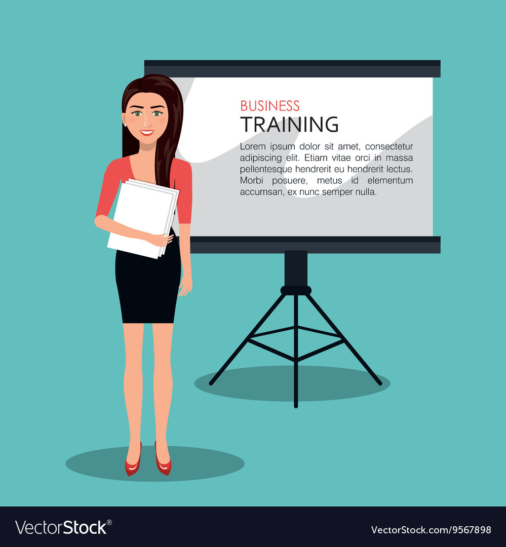 Business woman training process isolated icon