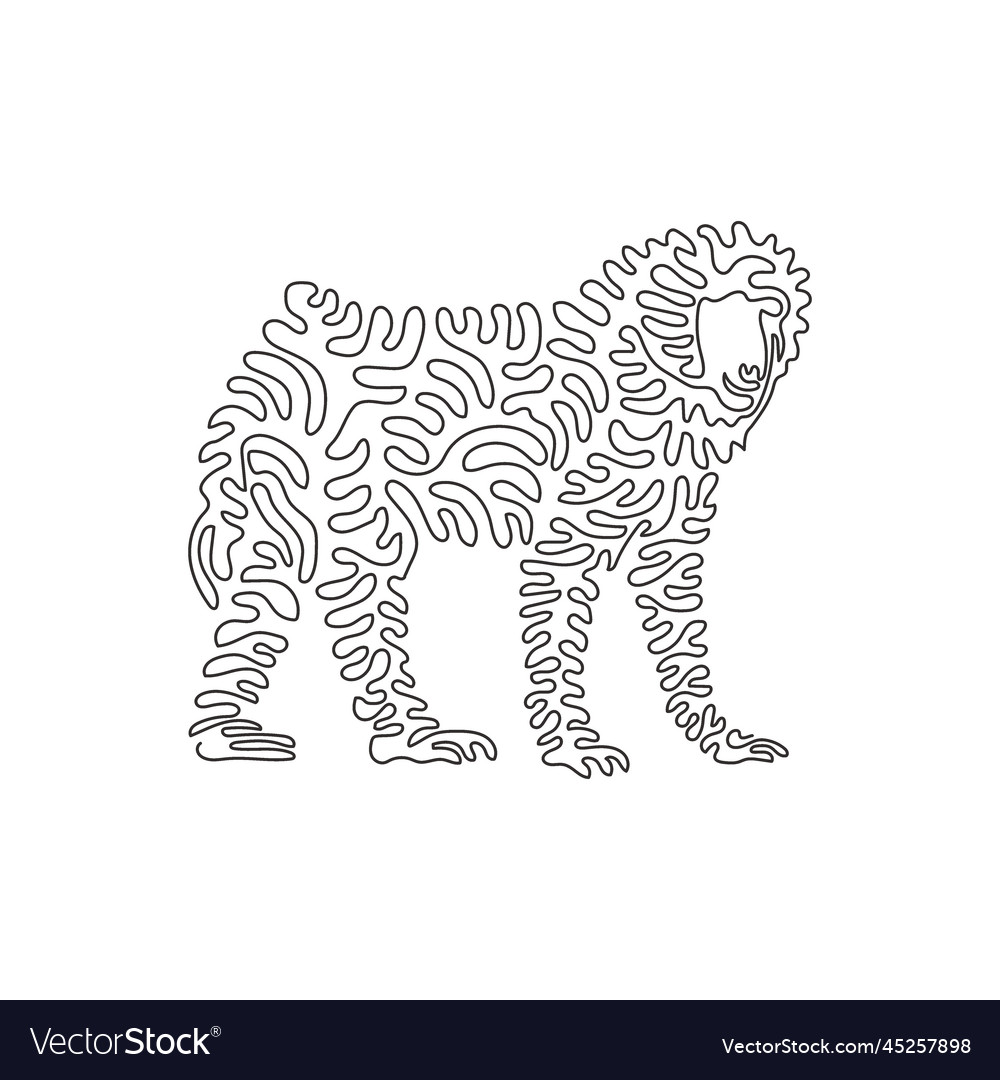 Continuous curve one line drawing of wild baboo vector image Continuous curve one line drawing of wild baboo