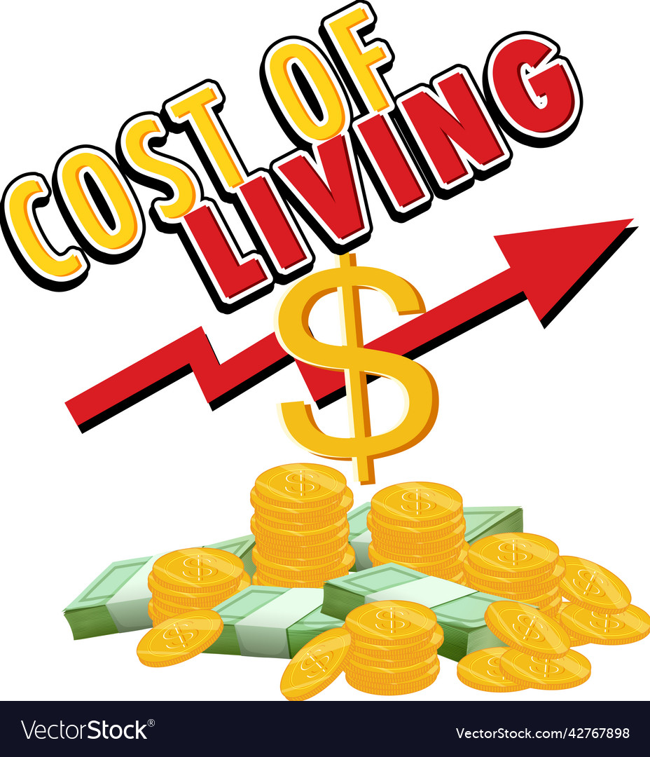 Cost of living with red arrow going up