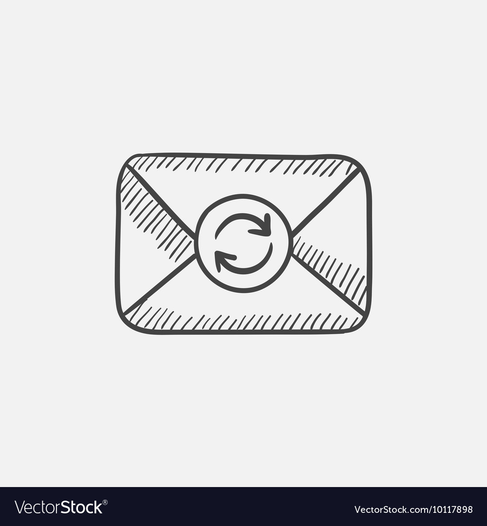 Envelope mail with refresh sign sketch icon