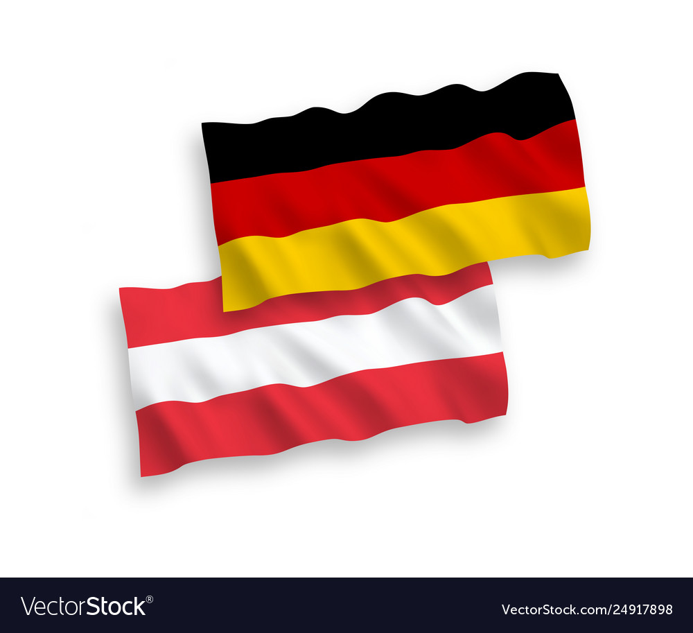 Flags austria and germany on a white background