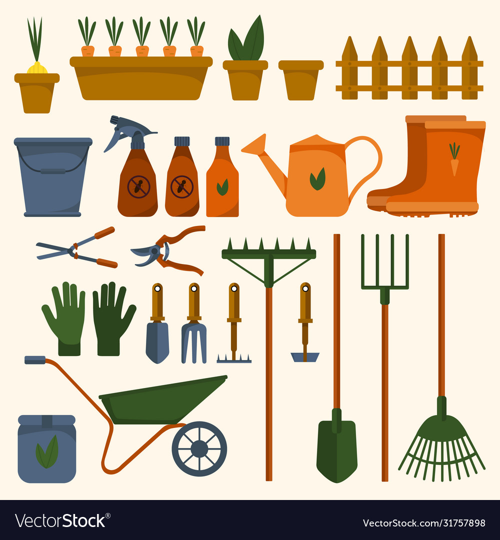 Garden inventory Royalty Free Vector Image - VectorStock