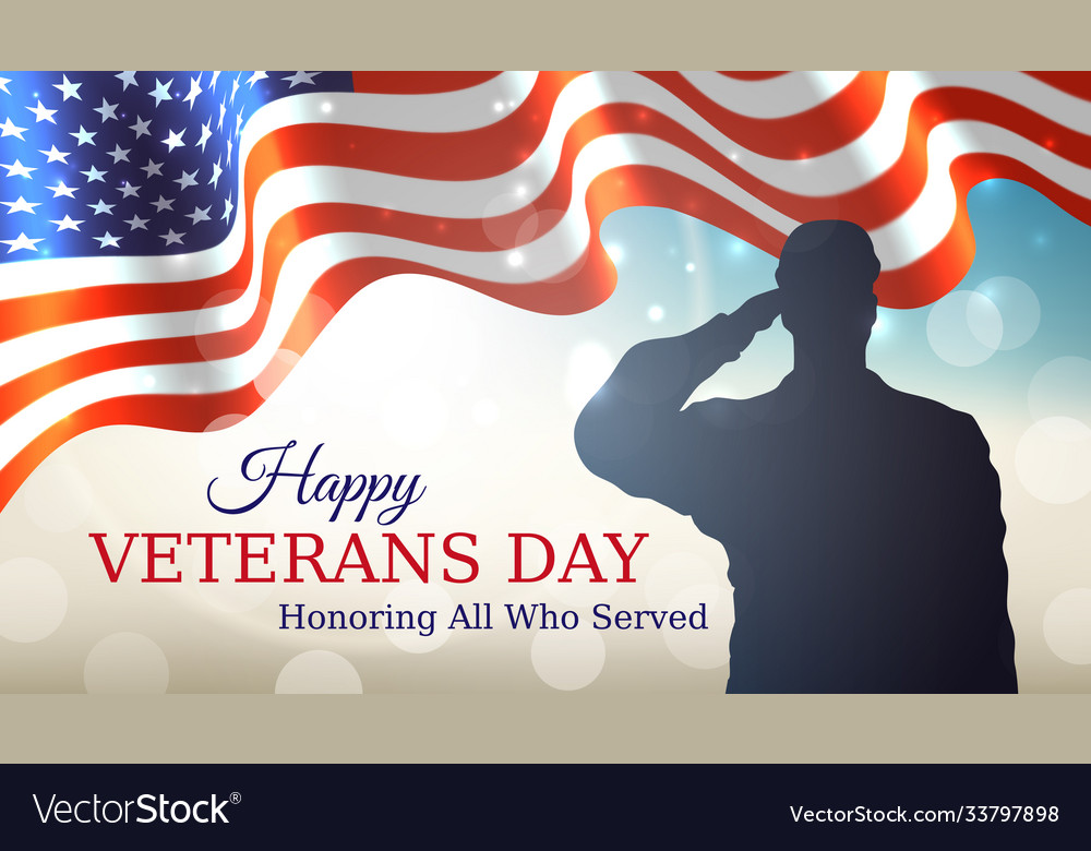 Happy veterans day banner waving american flag Vector Image