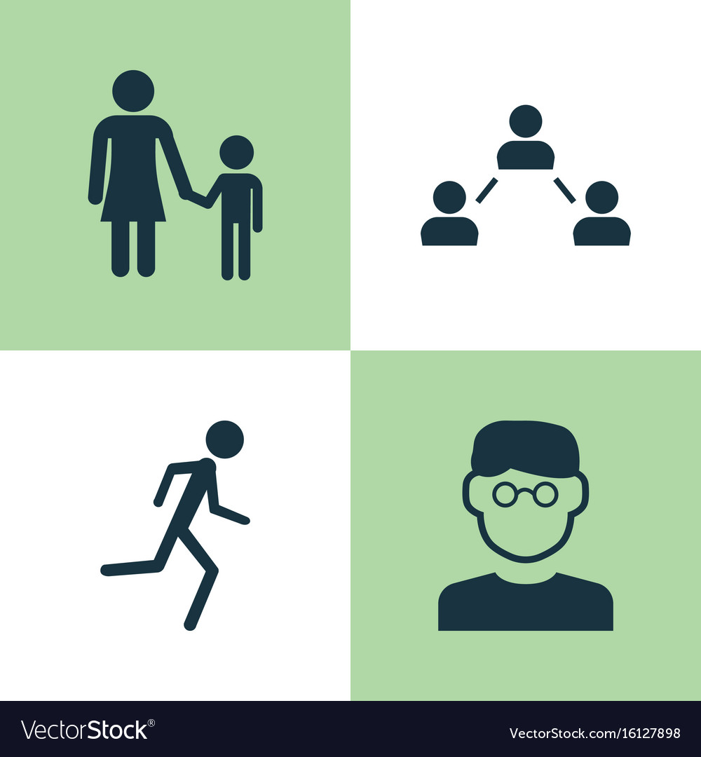 Human icons set collection of network running