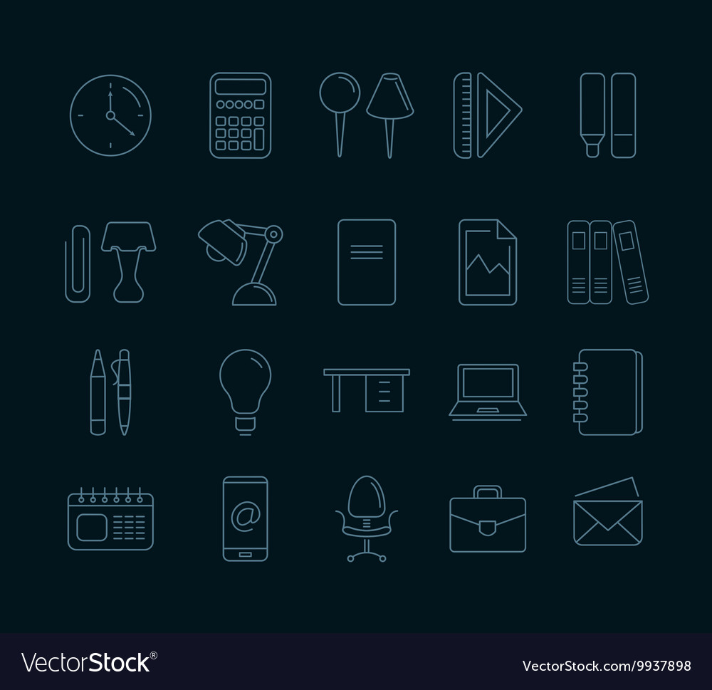 Icons set of stationery