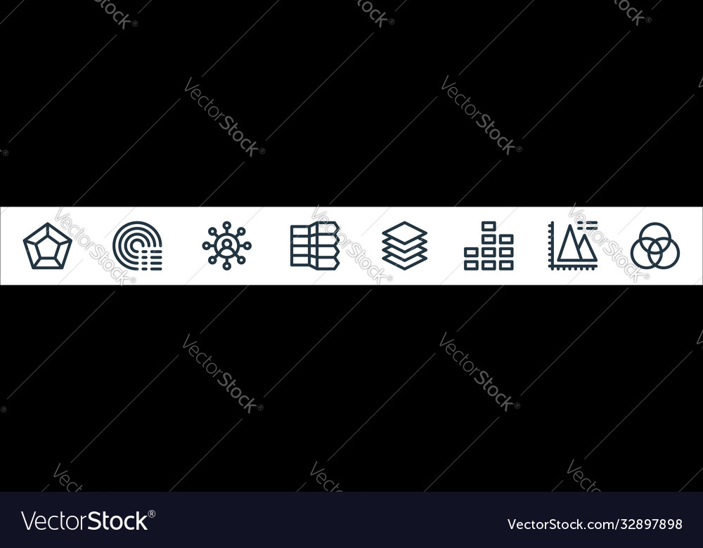 Infographic elements line icons linear set vector image Infographic elements line icons linear set