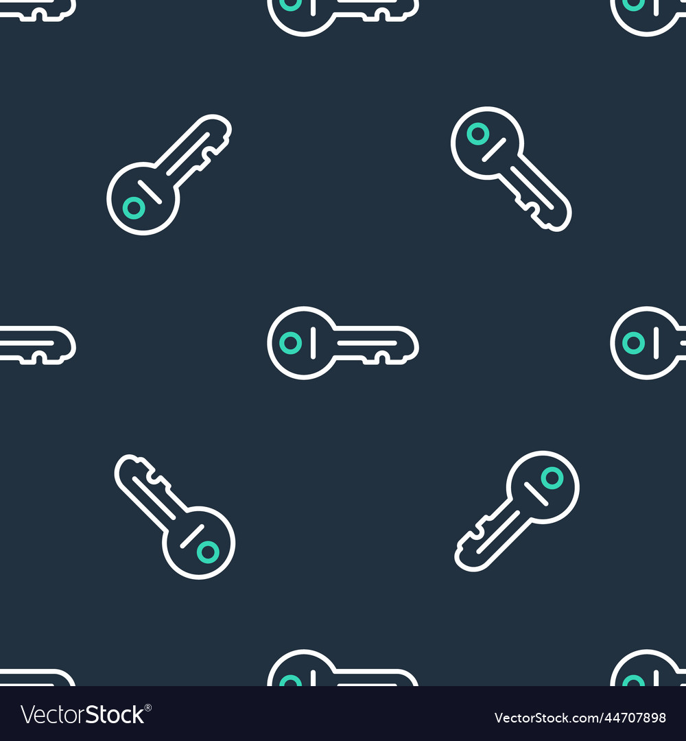 Line old key icon isolated seamless pattern vector image Line old key icon isolated seamless pattern