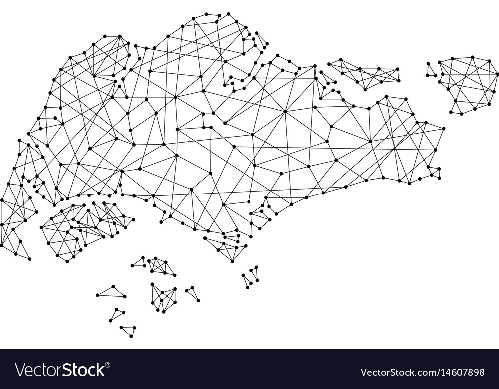 Map of singapore from polygonal black lines