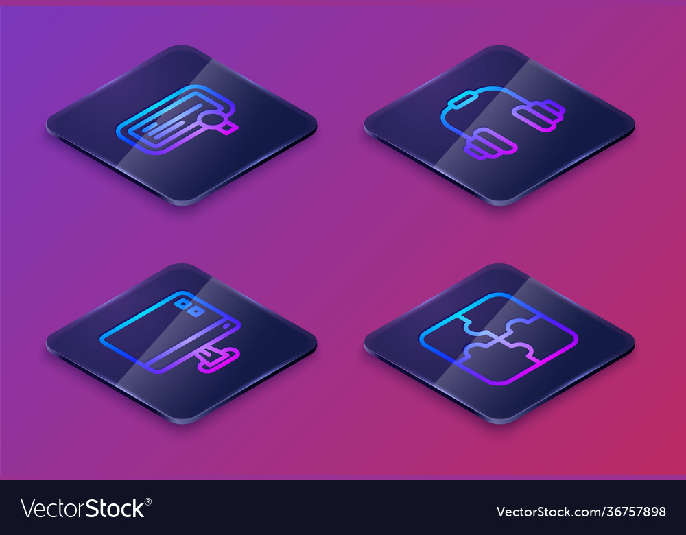 Set isometric line certificate template computer vector image Set isometric line certificate template computer