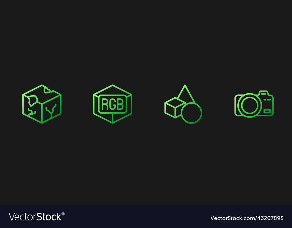 Set line basic geometric shapes isometric cube vector image Set line basic geometric shapes isometric cube