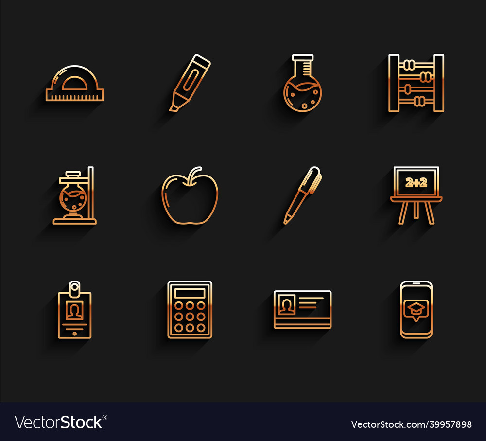 Set line identification badge calculator vector image Set line identification badge calculator
