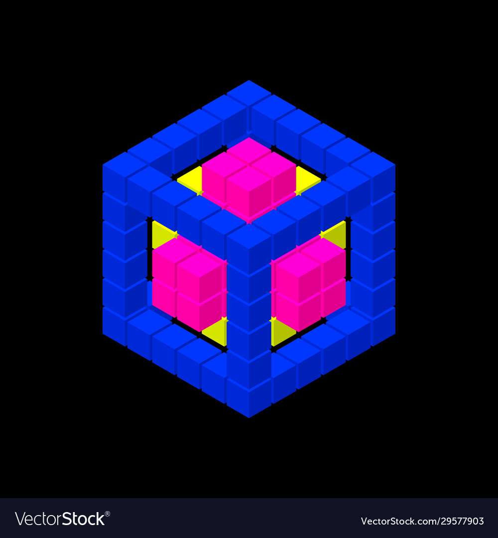 Abstract 3d cube from cubes isometric projection