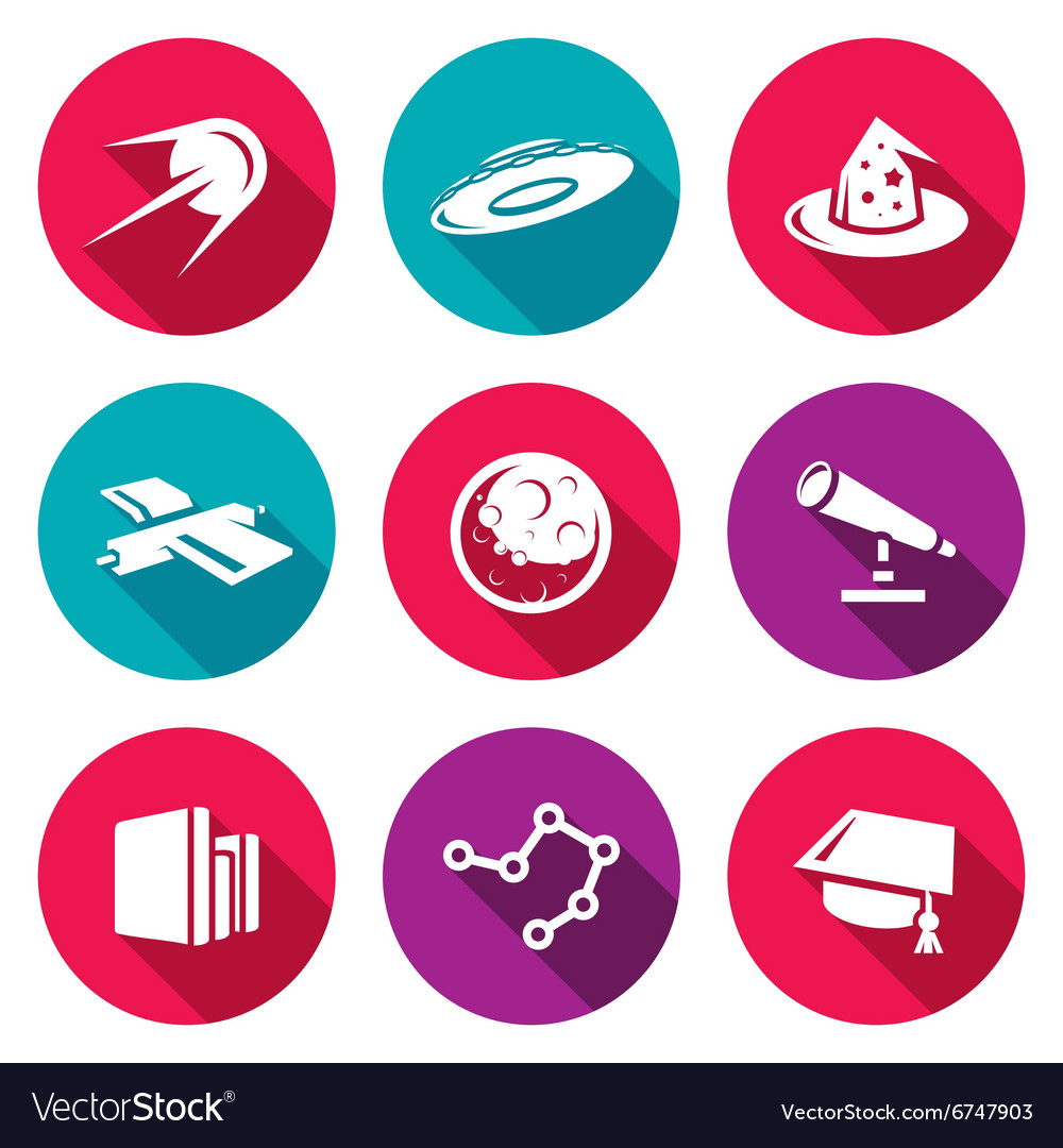 Astronomy space science icons set Royalty Free Vector Image