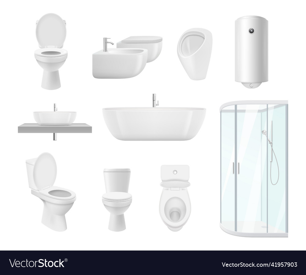 Bathroom collection washroom toilet sink modern Vector Image