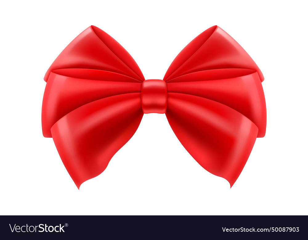 Beautiful red bow made of satin ribbon isolated vector image Beautiful red bow made of satin ribbon isolated