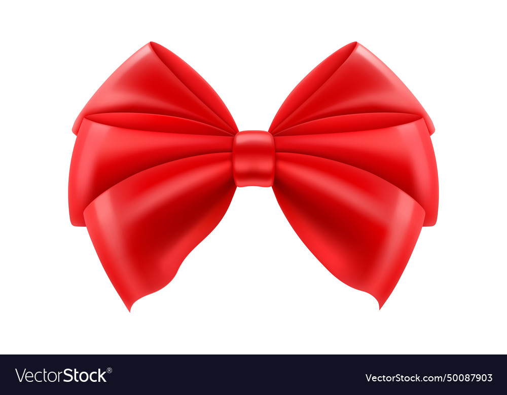 Beautiful red bow made of satin ribbon isolated