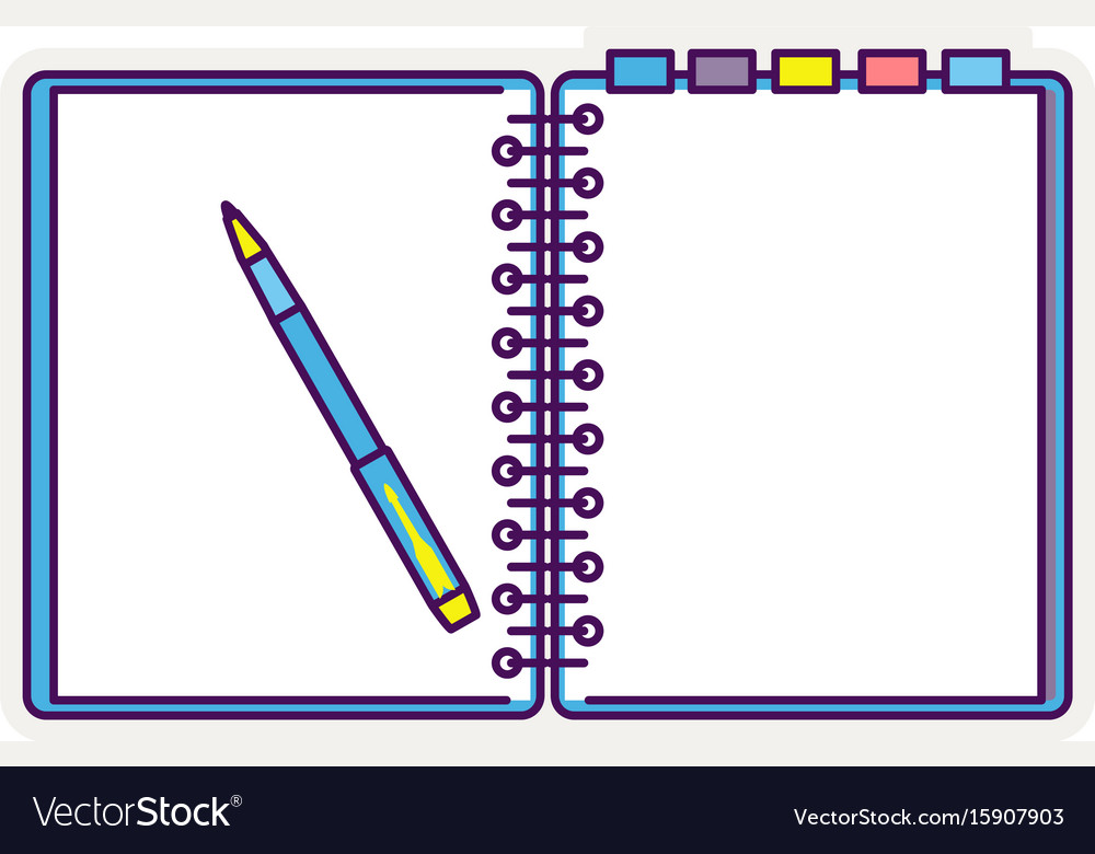 Flat design notepad with a pen