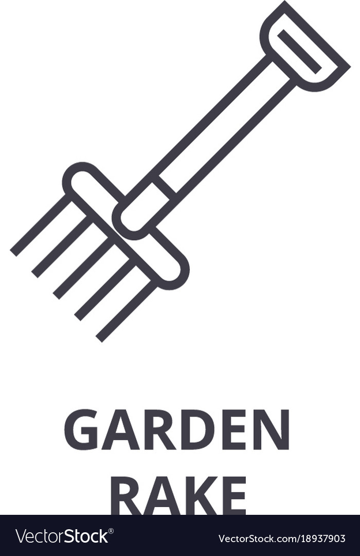 Garden rake line icon outline sign linear symbol